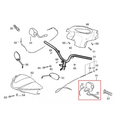 Robinet Essence Moteur 50cc 4T Vue Eclatée Réservoir